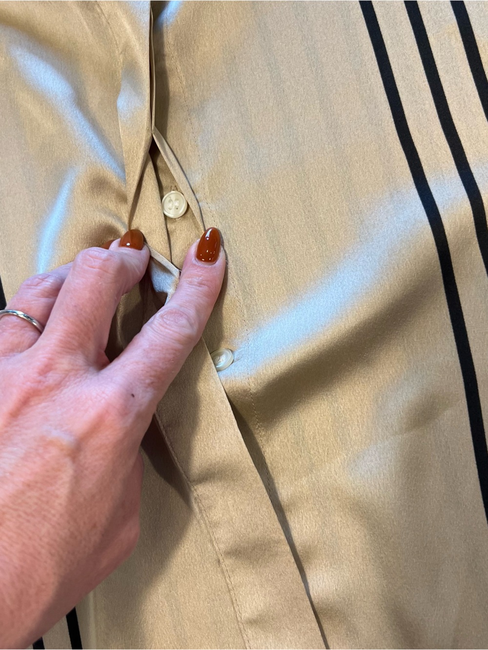 Ann Taylor Beige and Black Striped Dress Shirt - Picture 8 of 9